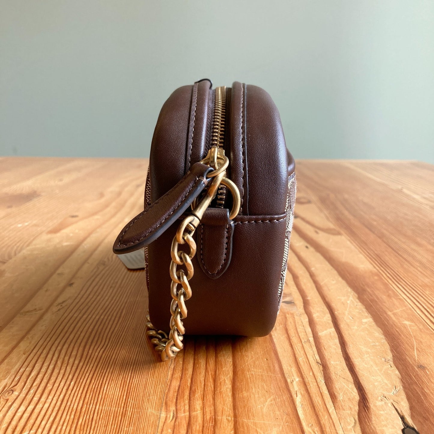 Coach Brown Signature Jacquard Quilted Small Camera Crossbody Bag - 0422MH