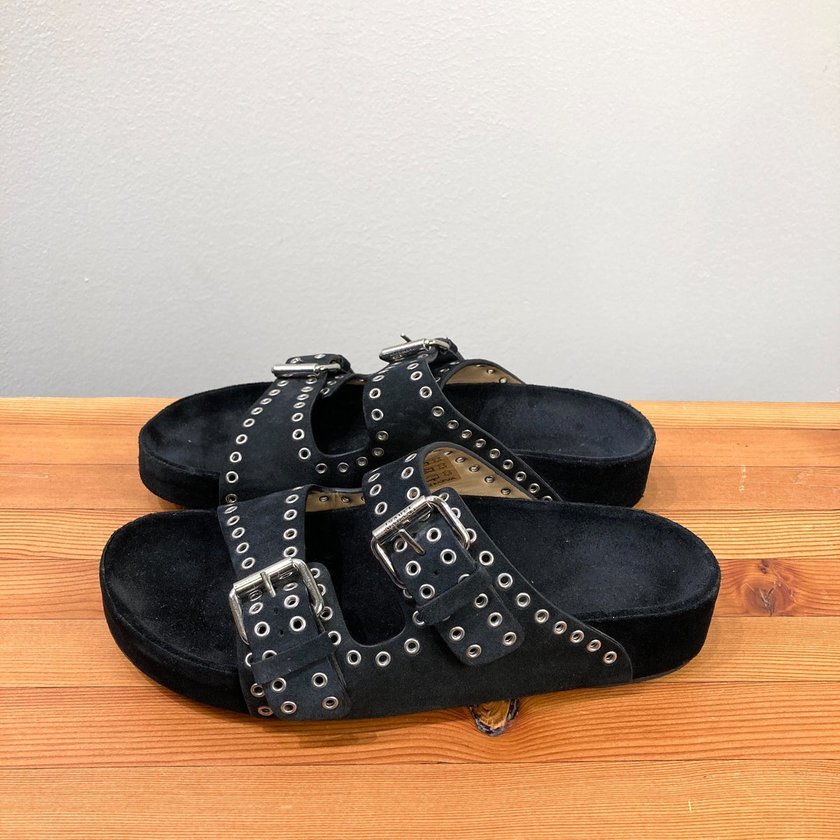 Isabel Marant Black Studded Buckle Strap Sandals - Size 39 / 9 - 0129LH