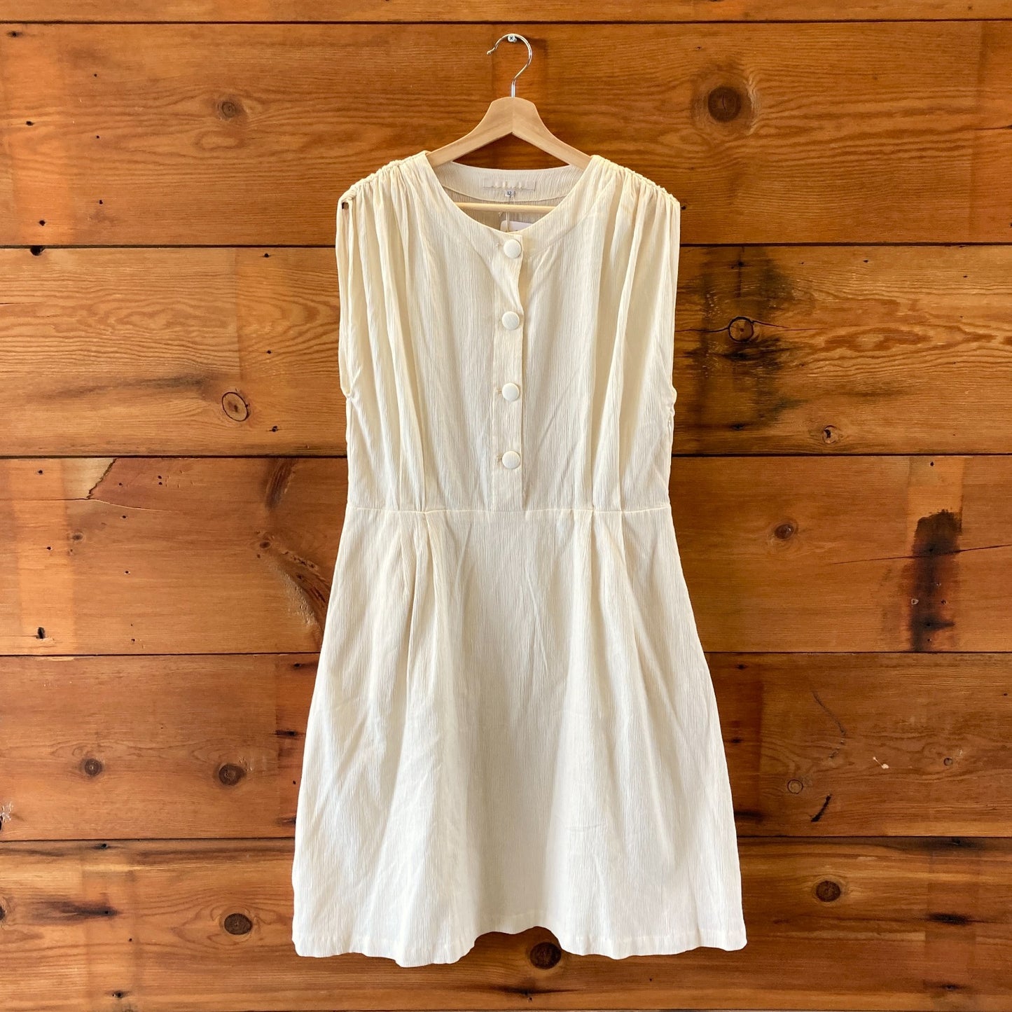 Archerie $295 Cream Cotton Crepe Angelique Dress - Size 12 - NEW - 0416JW