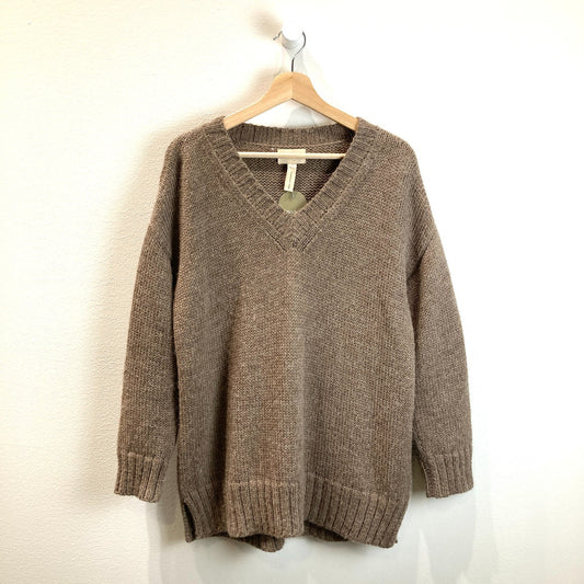 Laude the Label Brown V Neck Pullover Long Alpaca Sweater - Size S/M - 0606RO