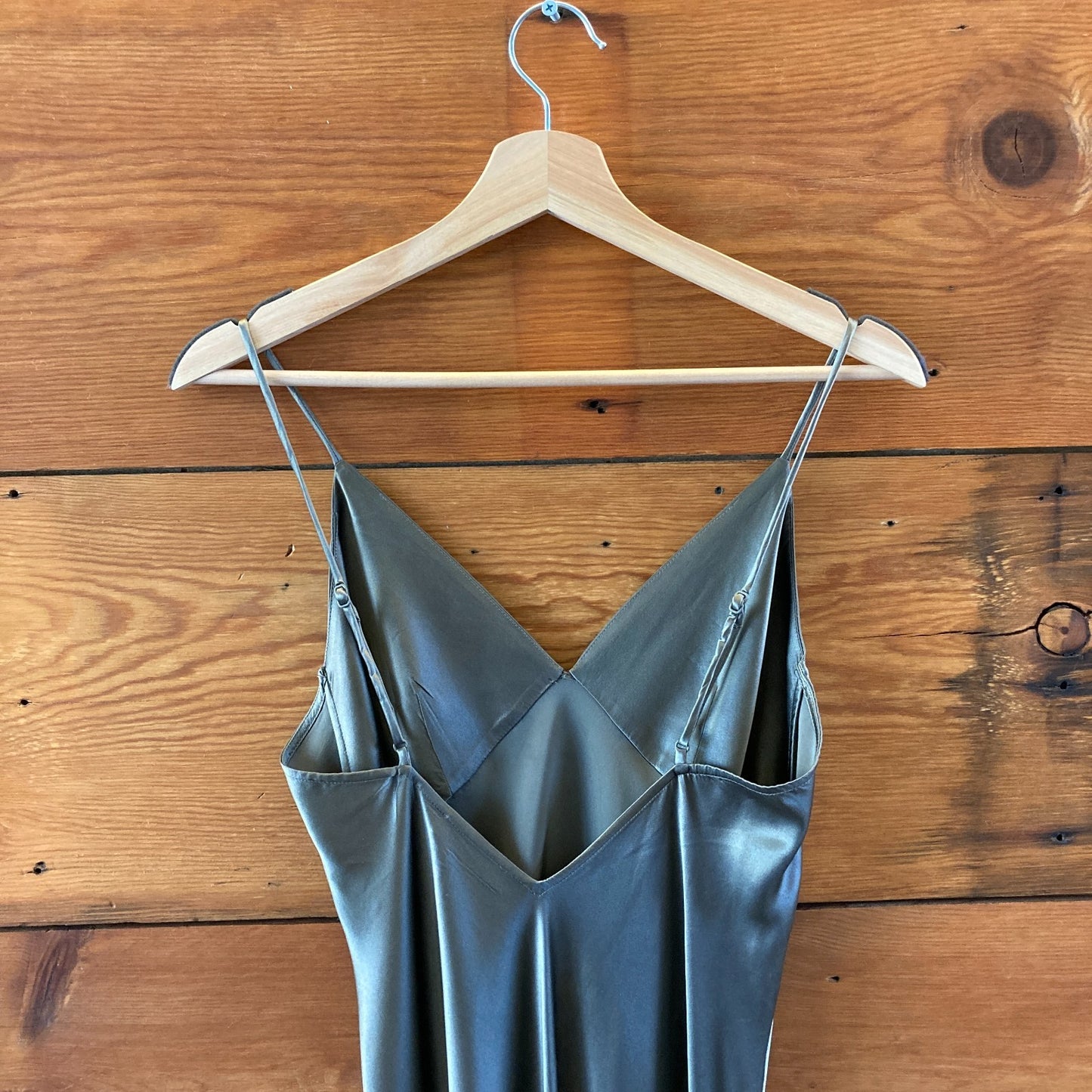 AYR Gray Silk Heck Yes Midi Slip V-Neck Sleeveless Dress - Size S - 1125KG