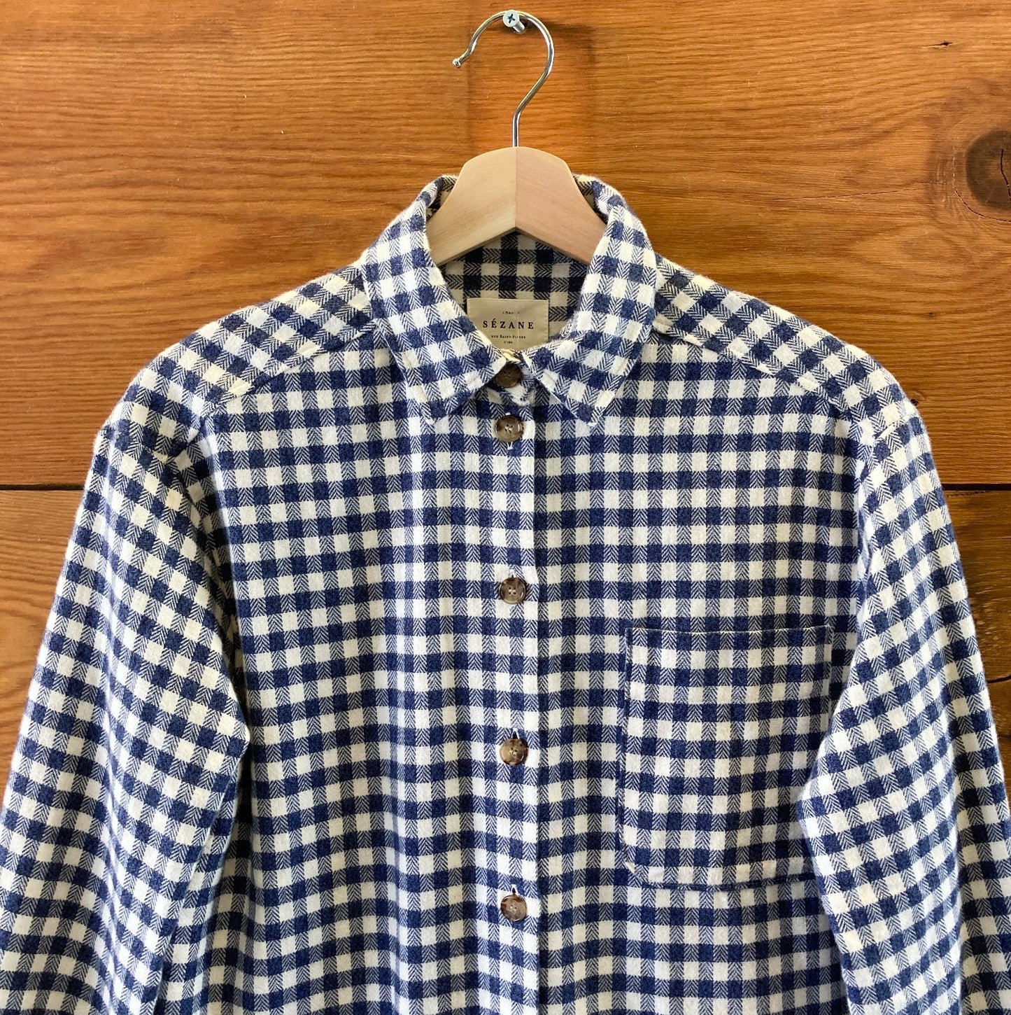 Sezane Blue White Gingham Long Sleeve Sadie Shirt Dress - Size 34 / S - 0313SH