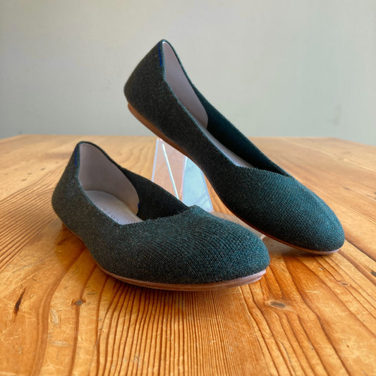 Rothy's Dark Green Knit Rounded Toe Ballet Flats Shoes - Size 7 - 0201EB