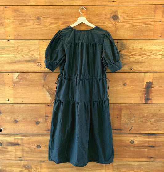 Velvet Graham & Spencer Black Poplin Short Sleeve Midi Dress - Size M - 4427SC