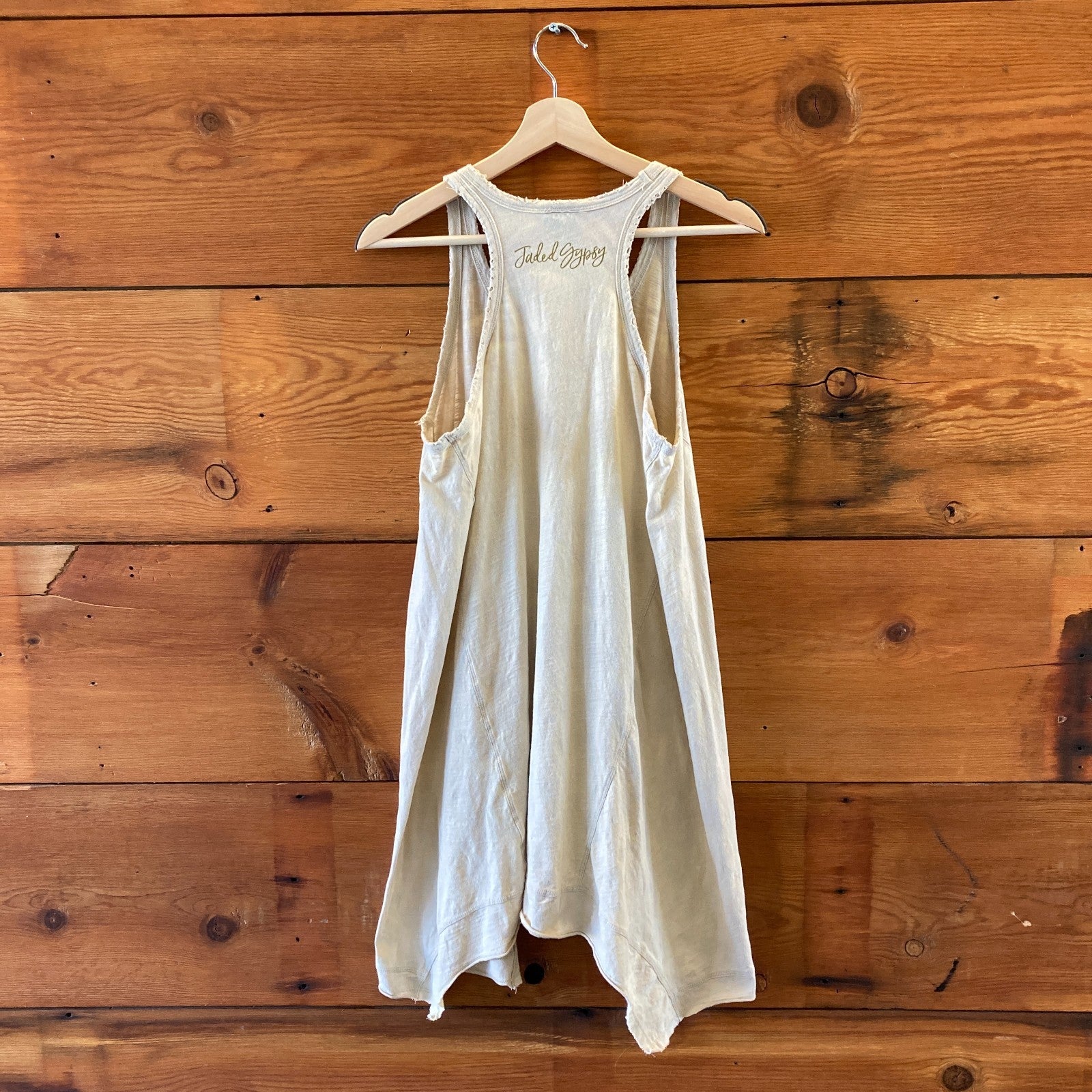 tan boho dress Jaded Gypsy Tan Racerback Rolled Hem Mini Length Boho Dress
