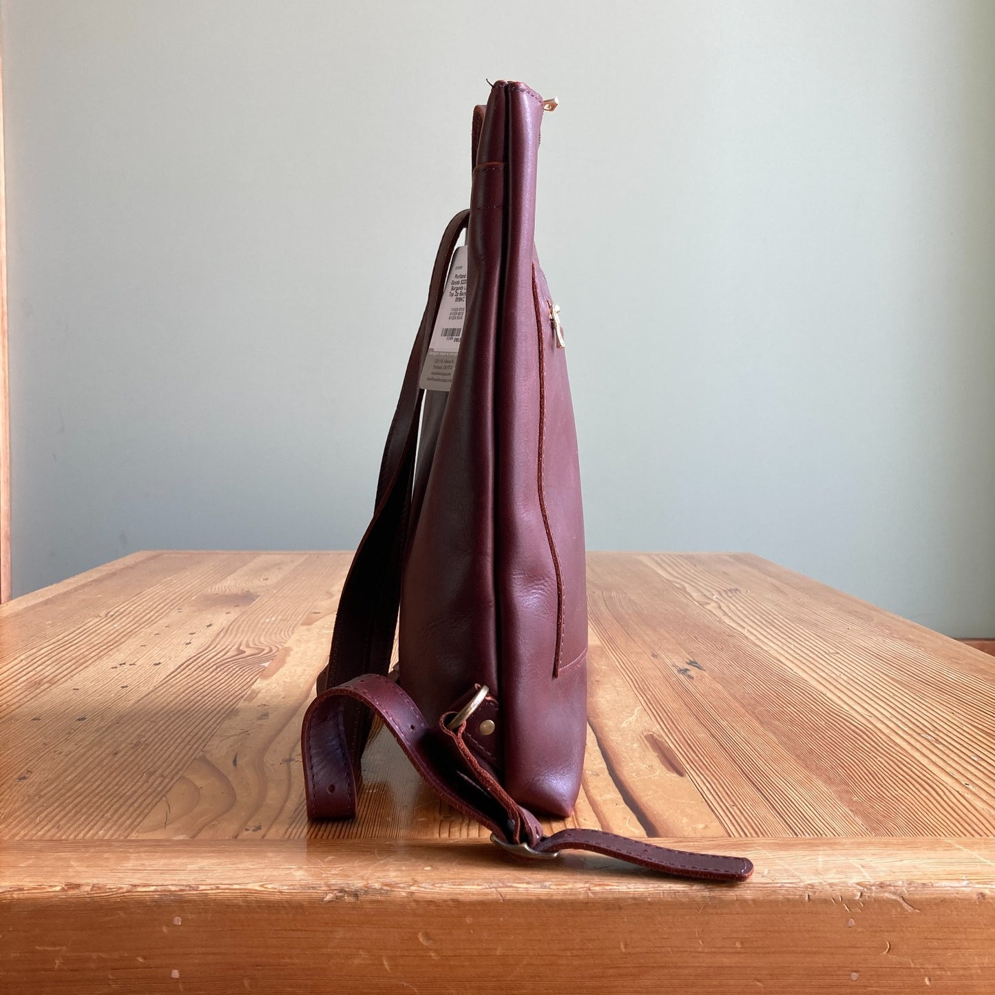 Portland Leather Goods $220 Cognac Burgundy Leather Top Zip Backpack - 0818KC