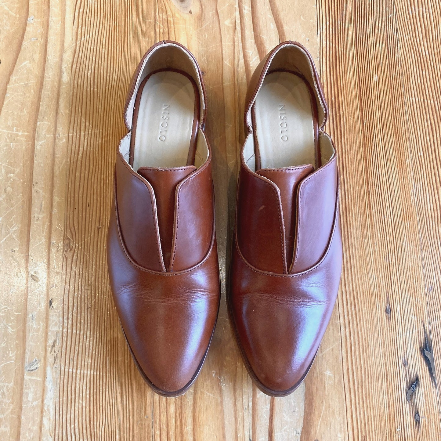 9 - Nisolo Brandy Brown Oxford 2.0 Emma D'Orsay Flats Shoes 0212SW