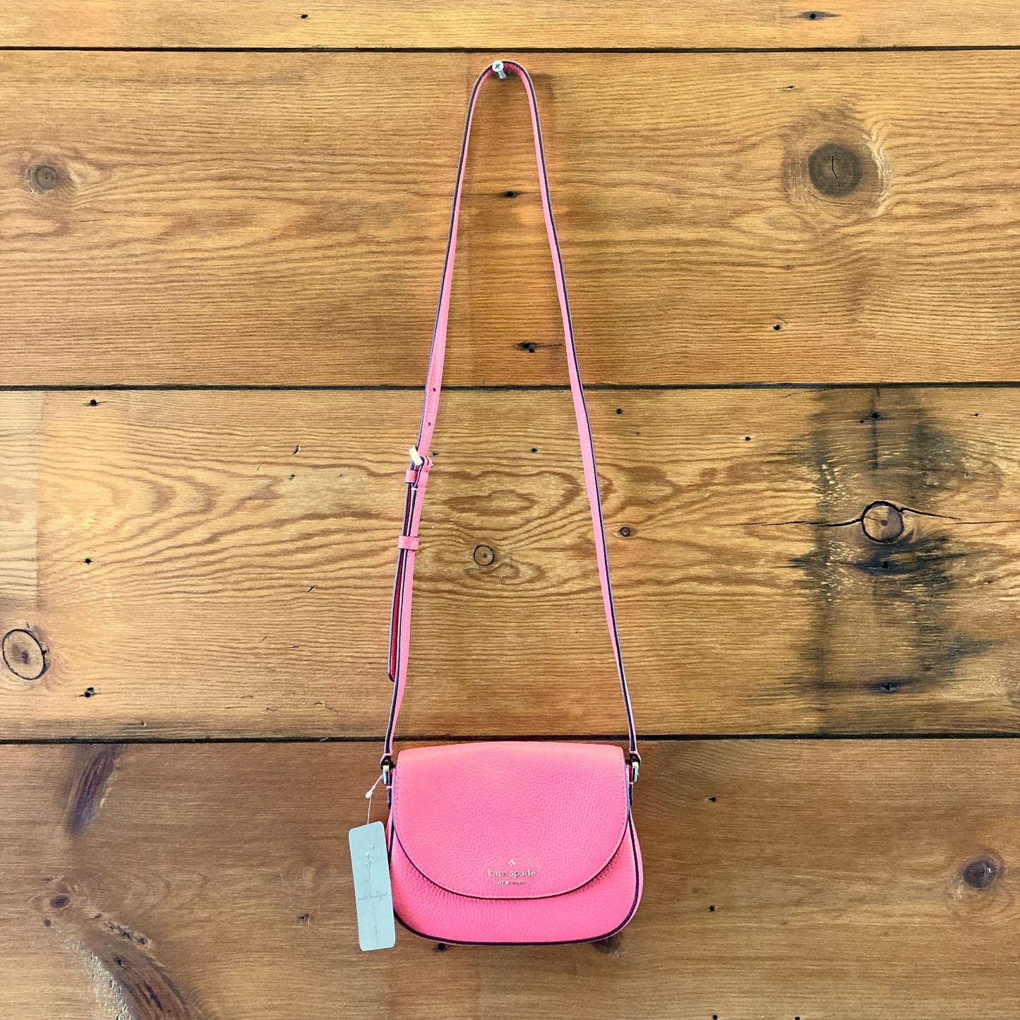 Kate Spade Coral Pink Pebbled Leather Leila Mini Flap Crossbody Bag - 0831HF