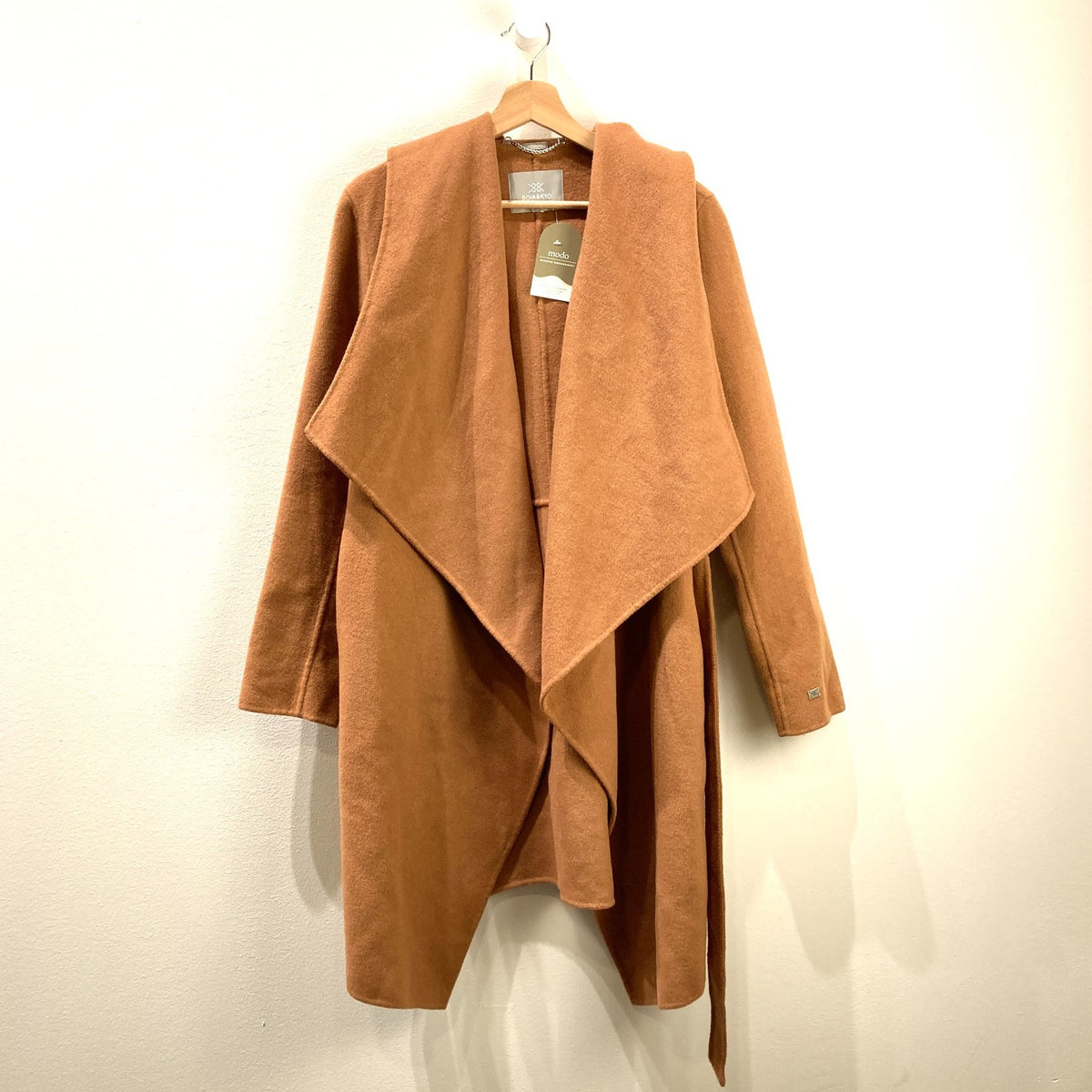 Soia & Kyo Honey Brown Wool Olivia Tie Waist Wrap Coat - Size M - 0419JP