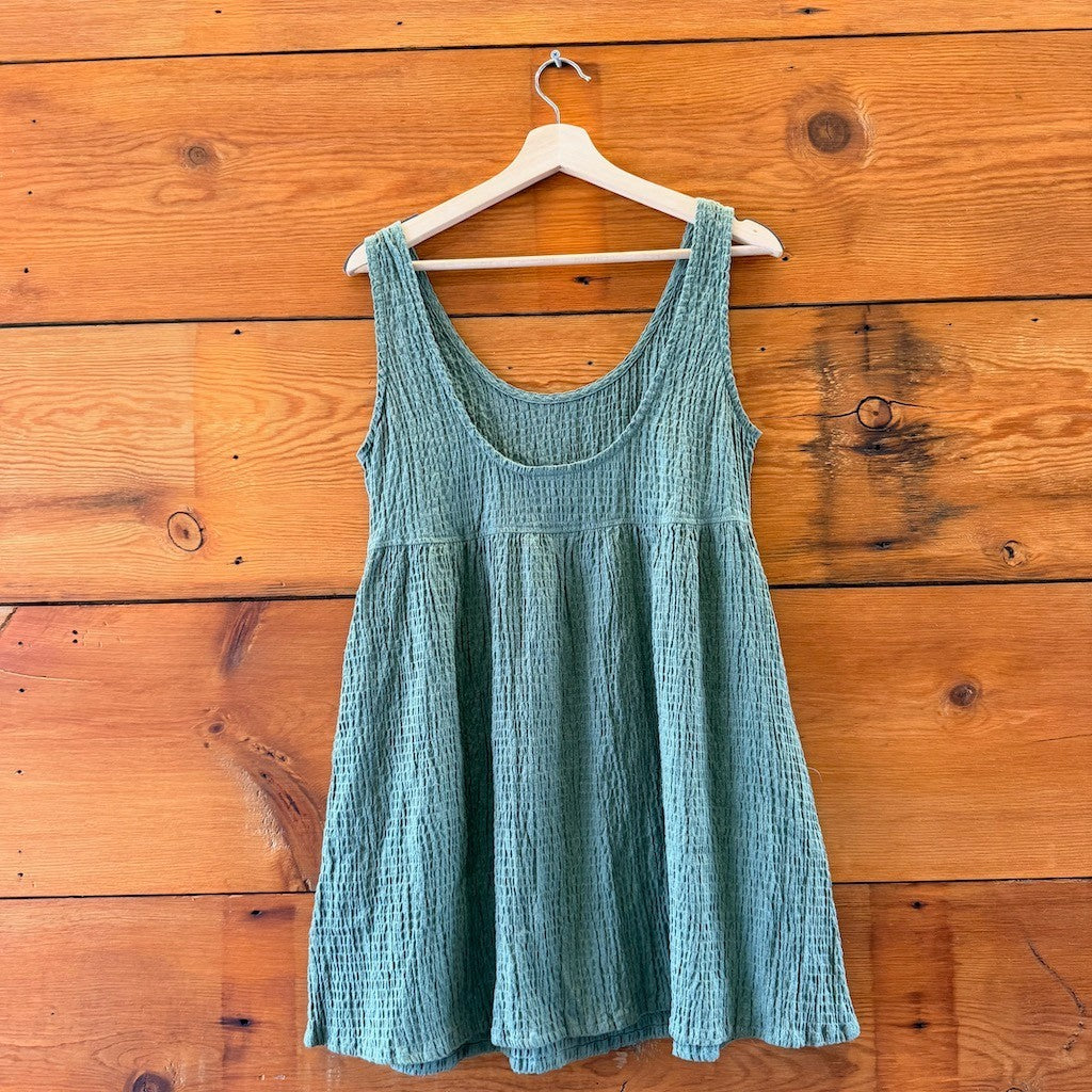 Afends Green Sleeveless Textured Hemp Low Back Dress w/ Pockets - Sz XS - 0312IG
