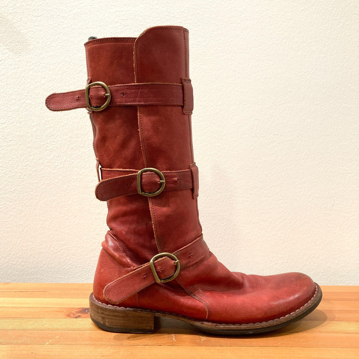 Fiorentini & Baker Red Leather 3 Buckle Eternity Boots - Size 41 / 11 - 0916KL