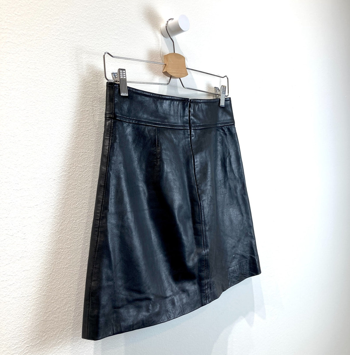 Sezane Black Lamb Leather A-Line Neli Mini Skirt - Size 36 / S - 0816MS