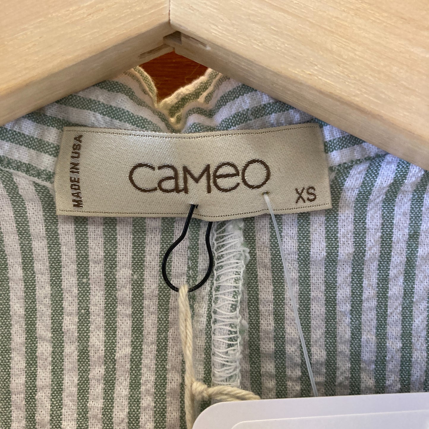 Cameo Green White Seersucker Button Front Dress - Size XS - 0926RE