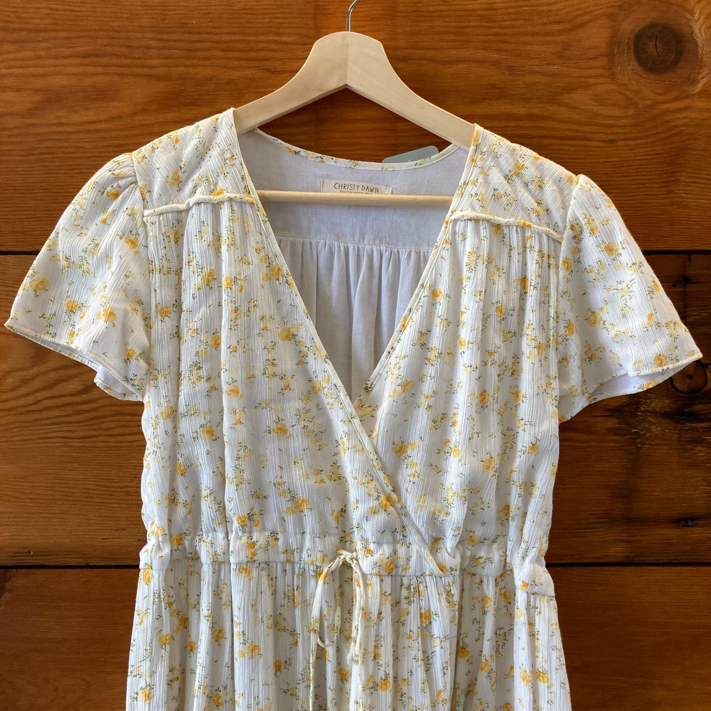 Christy Dawn White & Yellow Floral Gauze Cotton Maxi Dress - Size M - 0805AY