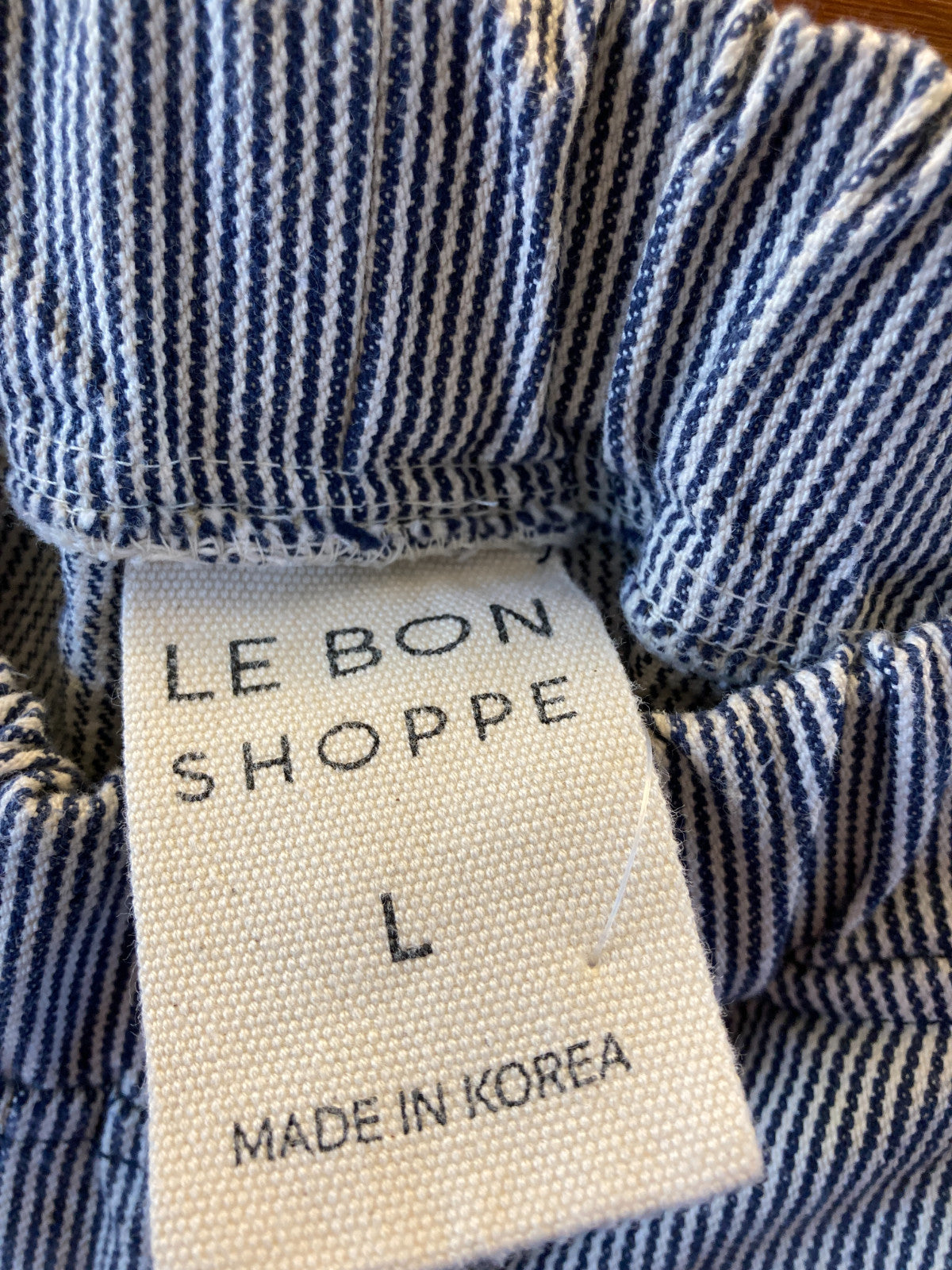 Le Bon Shoppe Blue & White Striped Barrel Leg Arc Pants - Size L - 0624KB