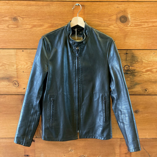Schott NYC Black Perfecto P571 Mission Cafe Racer Leather Jacket - XS - 1223NM