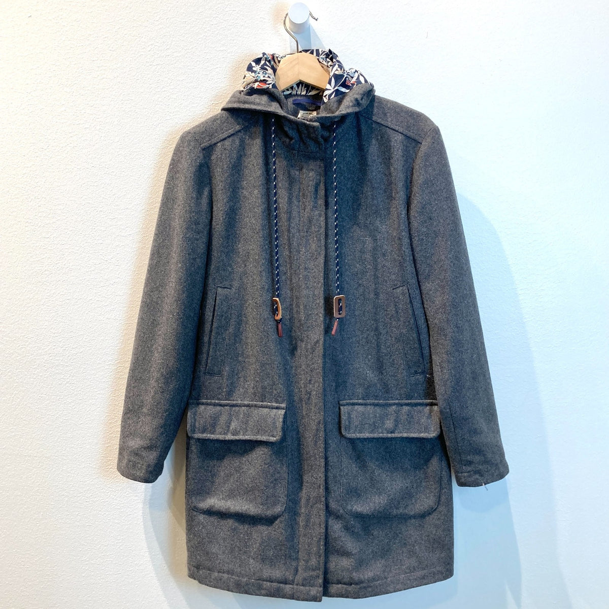 Bridge & Burn Local Designer Gray Wool Hooded Zip Up Lined Coat - Sz S - 0224TP