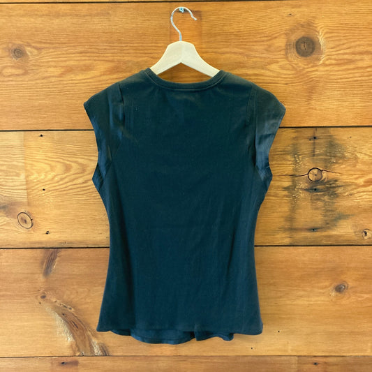 Frame Black NEW Frayed Sleeveless Wash & Go Silk Top - Size S - 0423MR