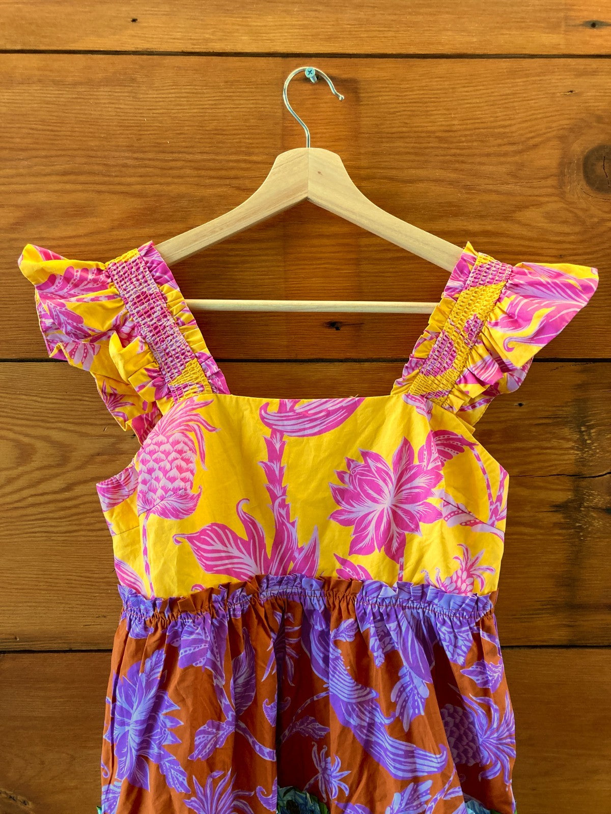 Farm Rio Tropical Mix Mini Swing Ruffle Sleeve Dress - Size M - NEW - 0401AJ