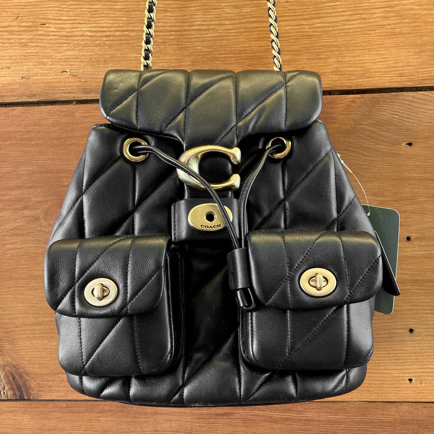 Coach Black Leather Pillow Quilted Tabby Mini Backpack Purse - 0830DH