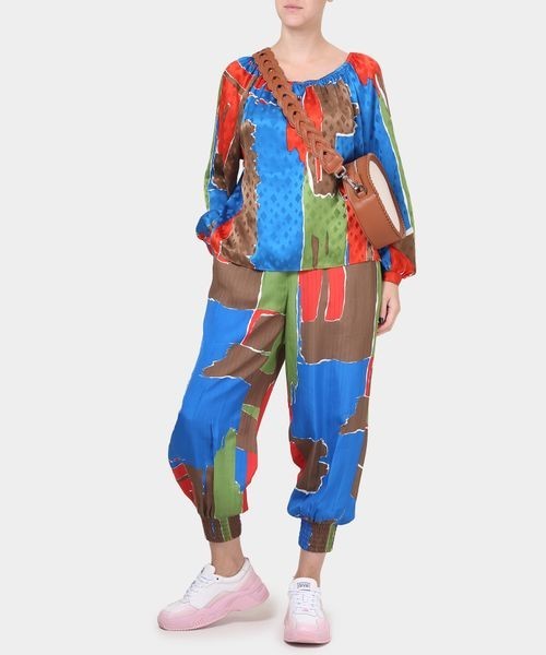 Tory Burch Multi Color Silk Off the Shoulder Silk Top - Size 12 - NEW - 0417DL