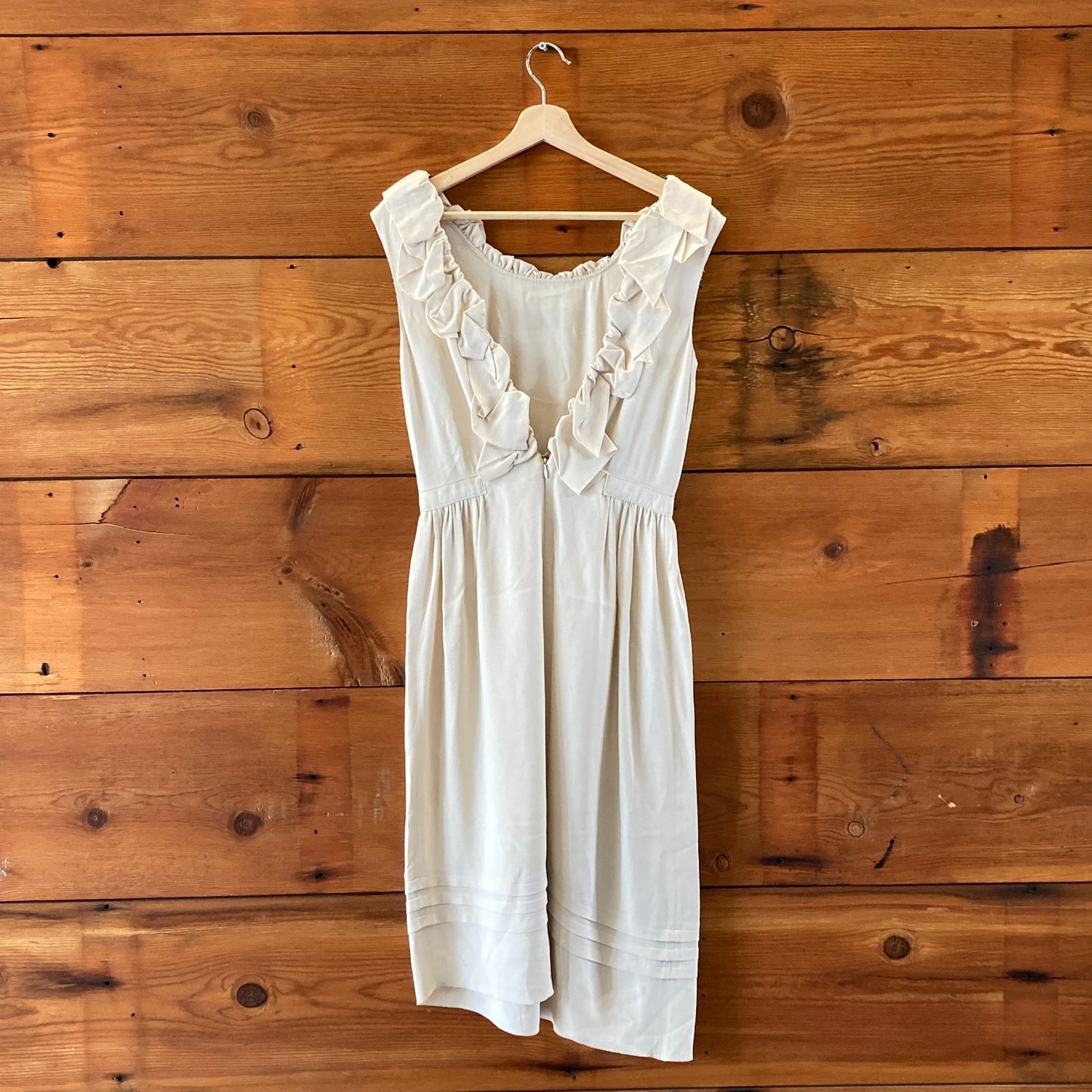 Prada Ivory White Sleeveless V Back Midi Length Dress - Size 42 / M - 0908CG