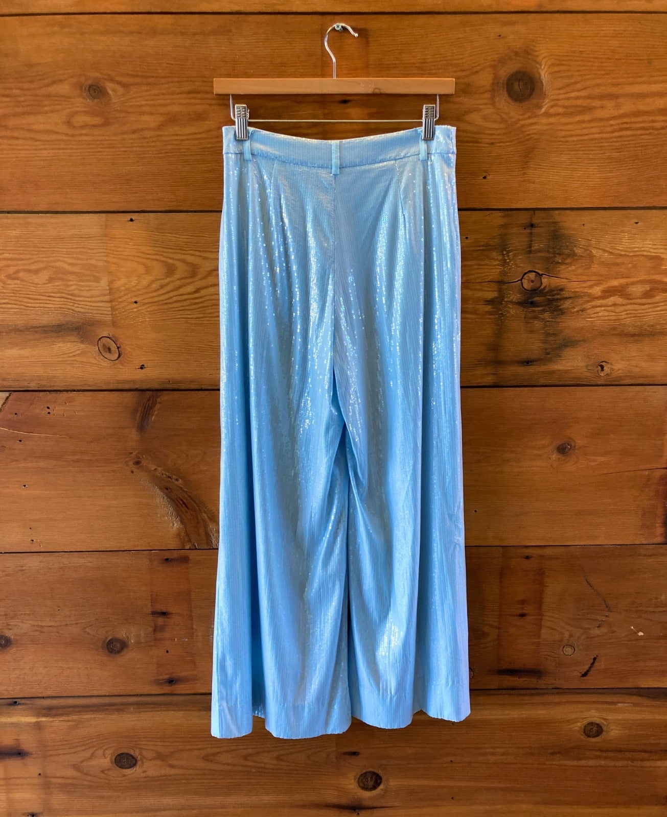 Maeve Anthropologie Blue Sequin Wide Leg Avery Pants - Size 2 - 0520KP