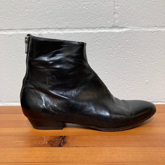 Officine Created Black Leather Wrapped Back Zip Ankle Boots - Sz 37 / 7 - 0818SL