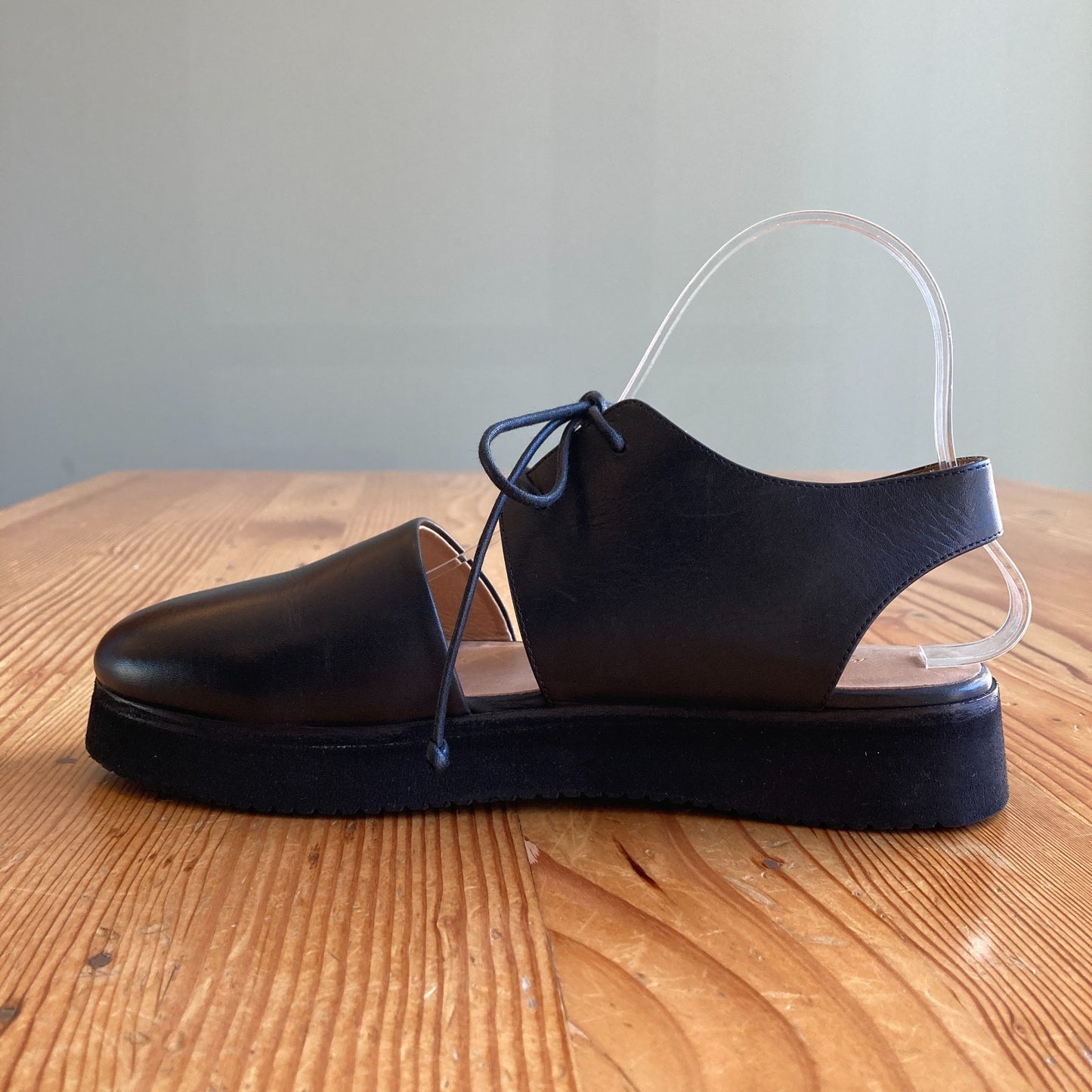 Marsèll  Black Leather Cut-Out Detail Low Platform Sandals - Size 8 - 1217RM