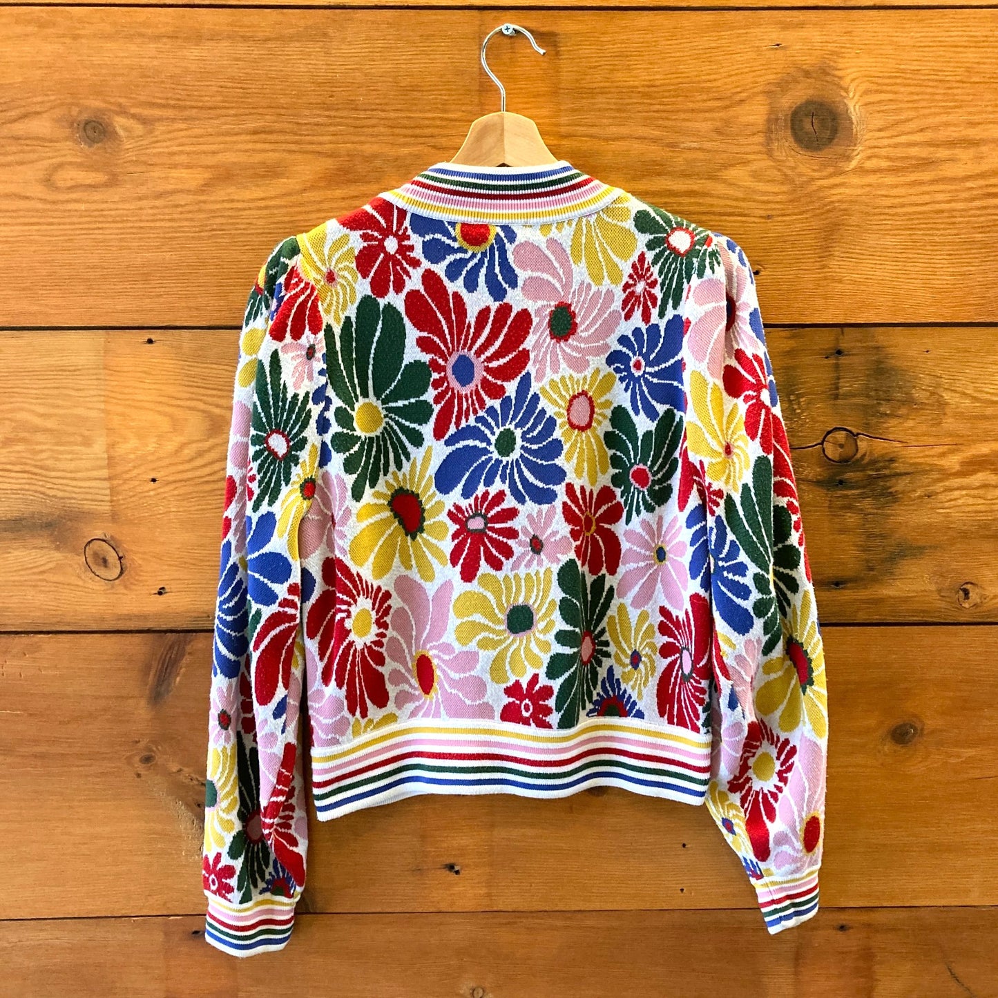 S - Farm Rio Multi Color Floral Print Sunny Daisies Cardigan Sweater 0520KP