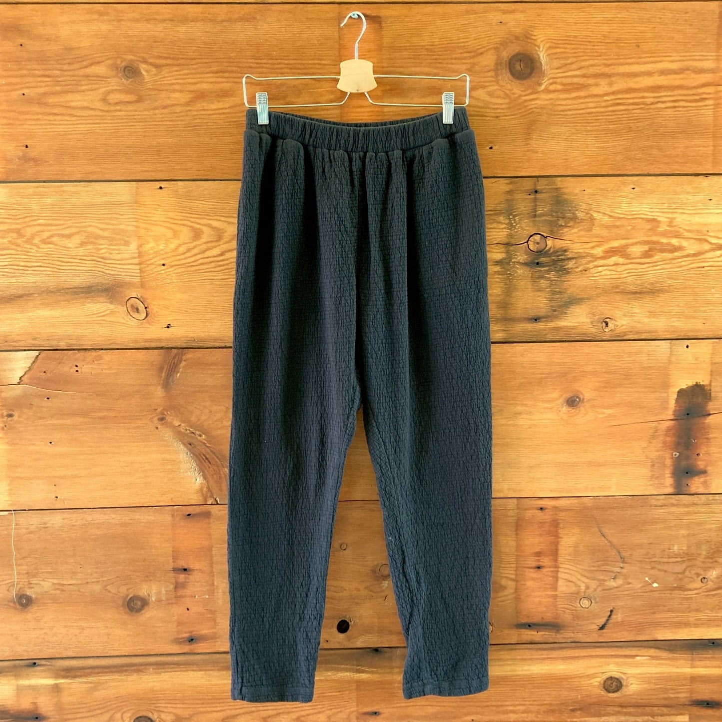 Black Crane Black Gauze Textured Pull-on Elastic Waist Pants - Size M - 0627LH