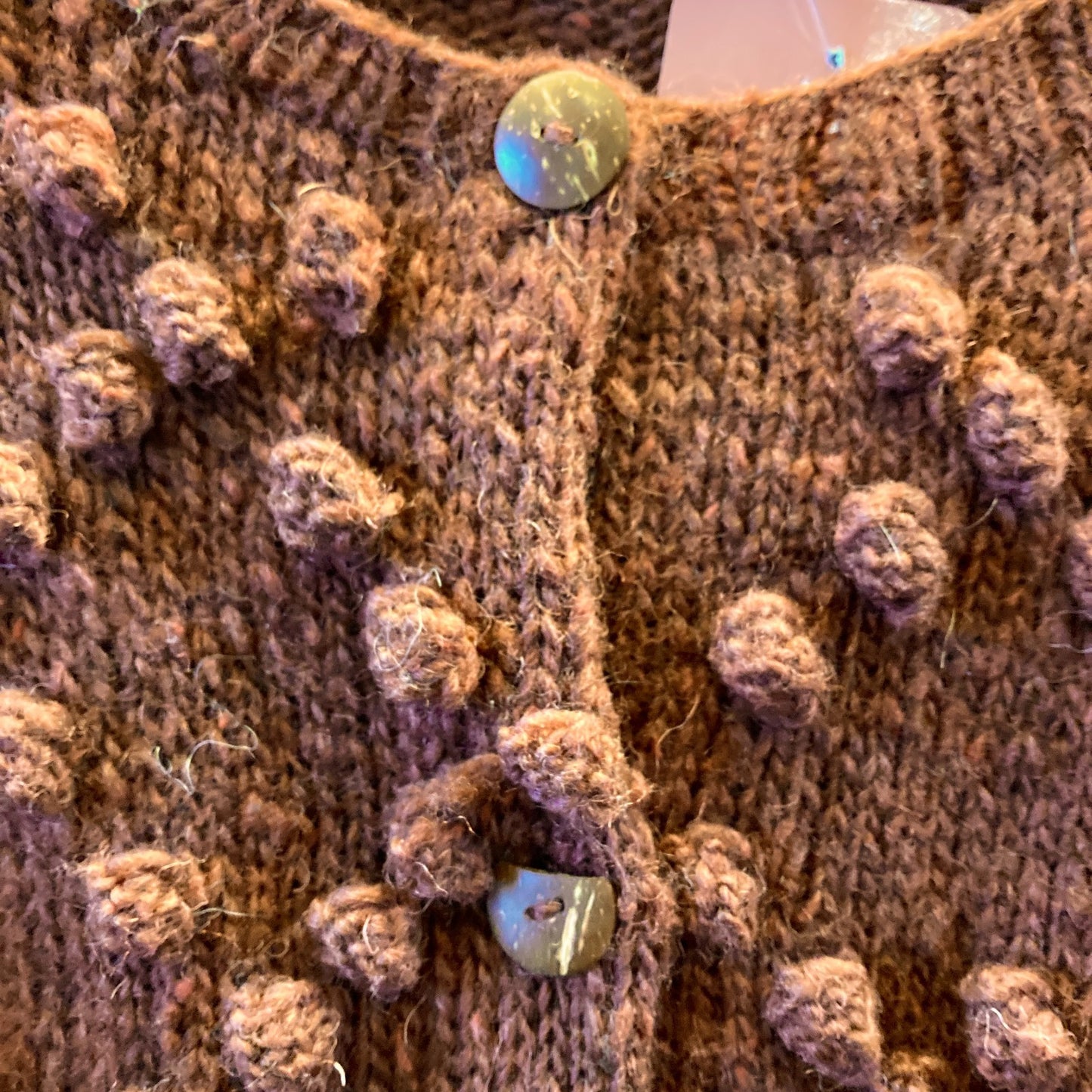 XS - Liz Alig $220 Brown Handknit Wool Jill Button Up Cardigan Sweater 0606RO