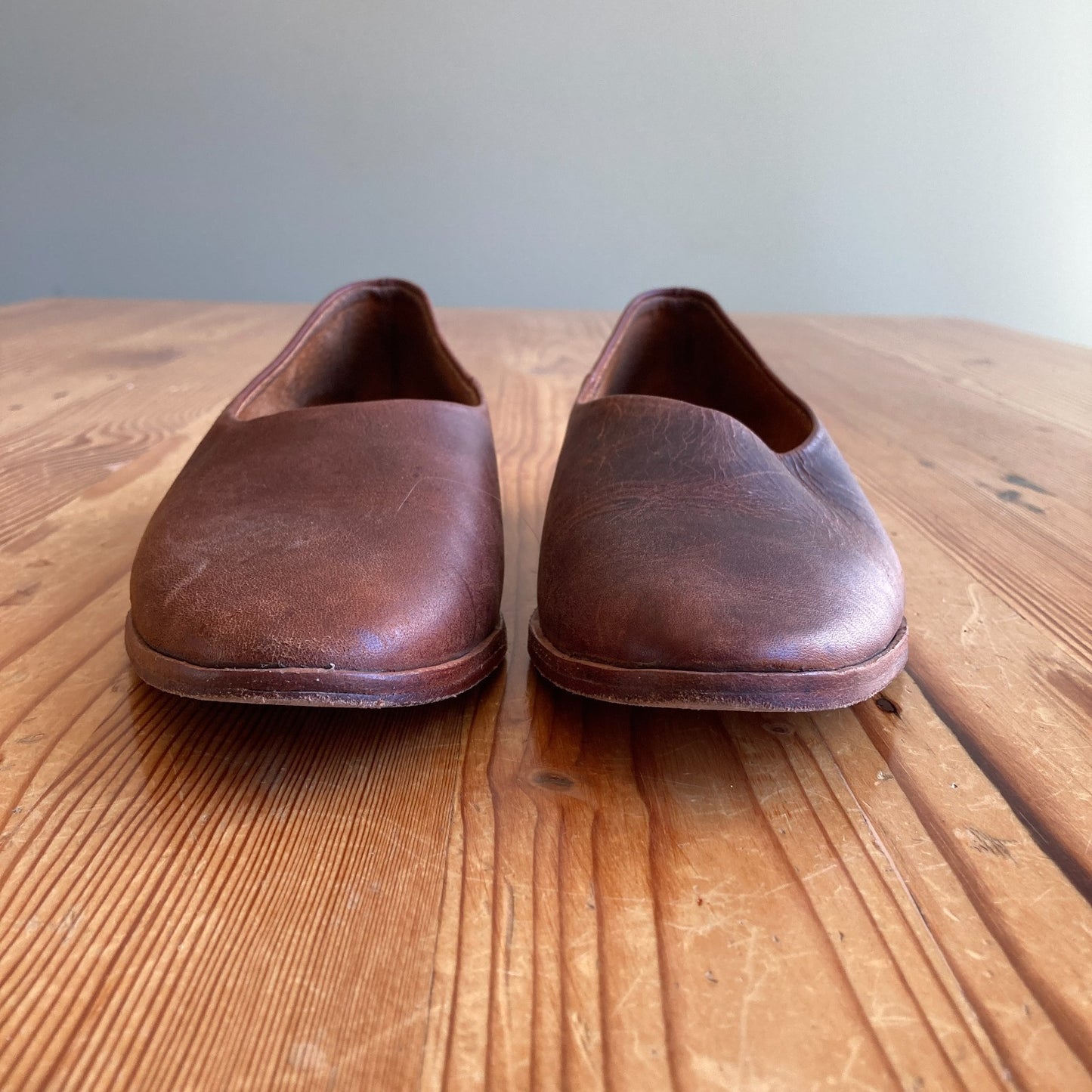 Osborn Studio Brown Leather Clarity Flats Slip On Shoes - Size 39 / 8.5 - 1013FB
