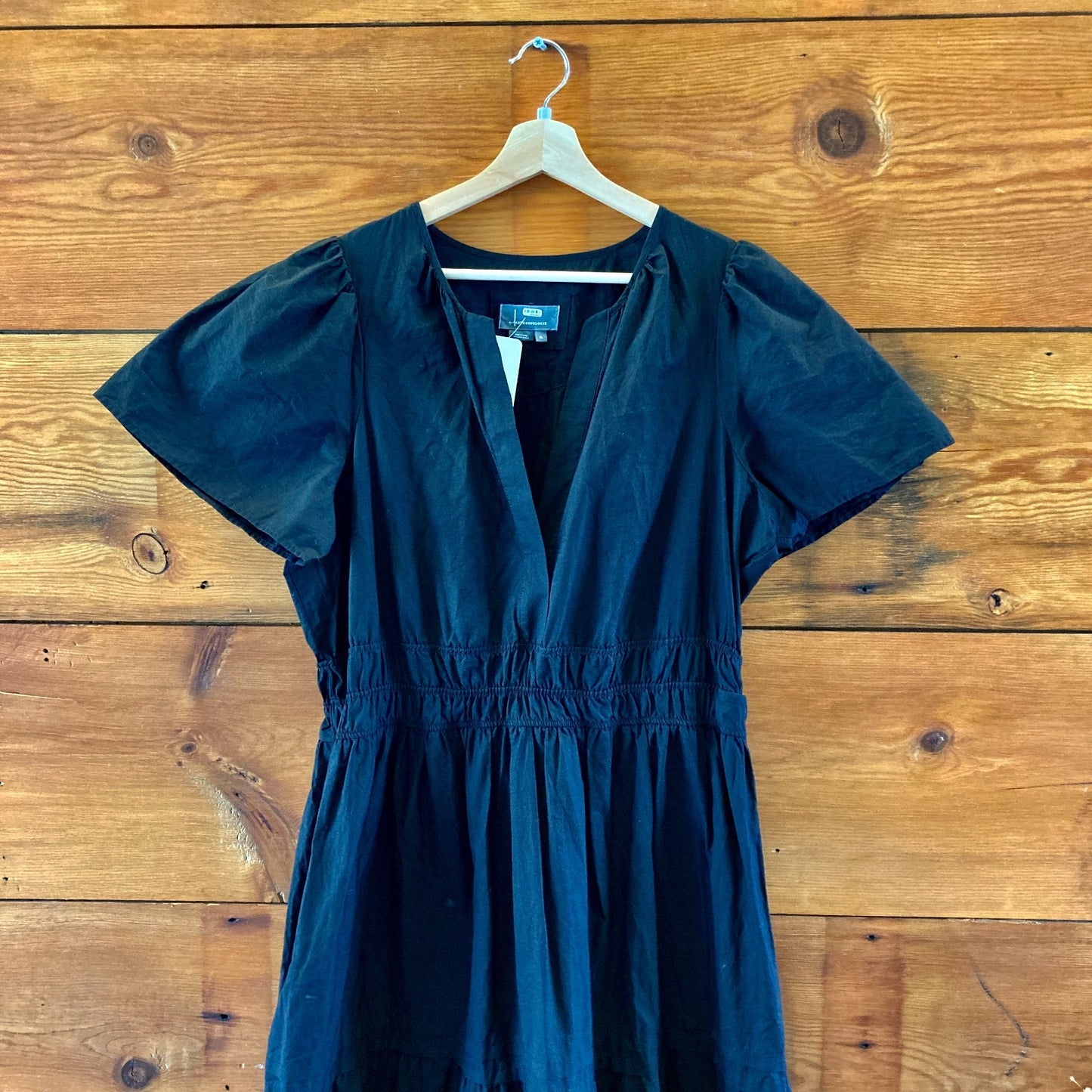by Anthropologie Black Poplin Cotton Somerset Midi Dress - Size XL - 0419JP