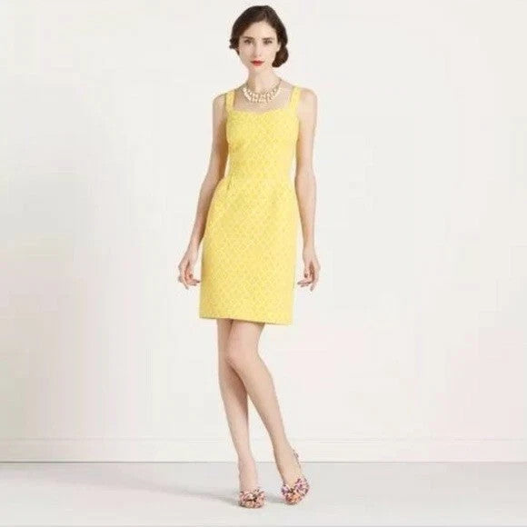 Kate Spade Yellow White Hilary Sleeveless Sweetheart Dress - Size 2 - 0702AS