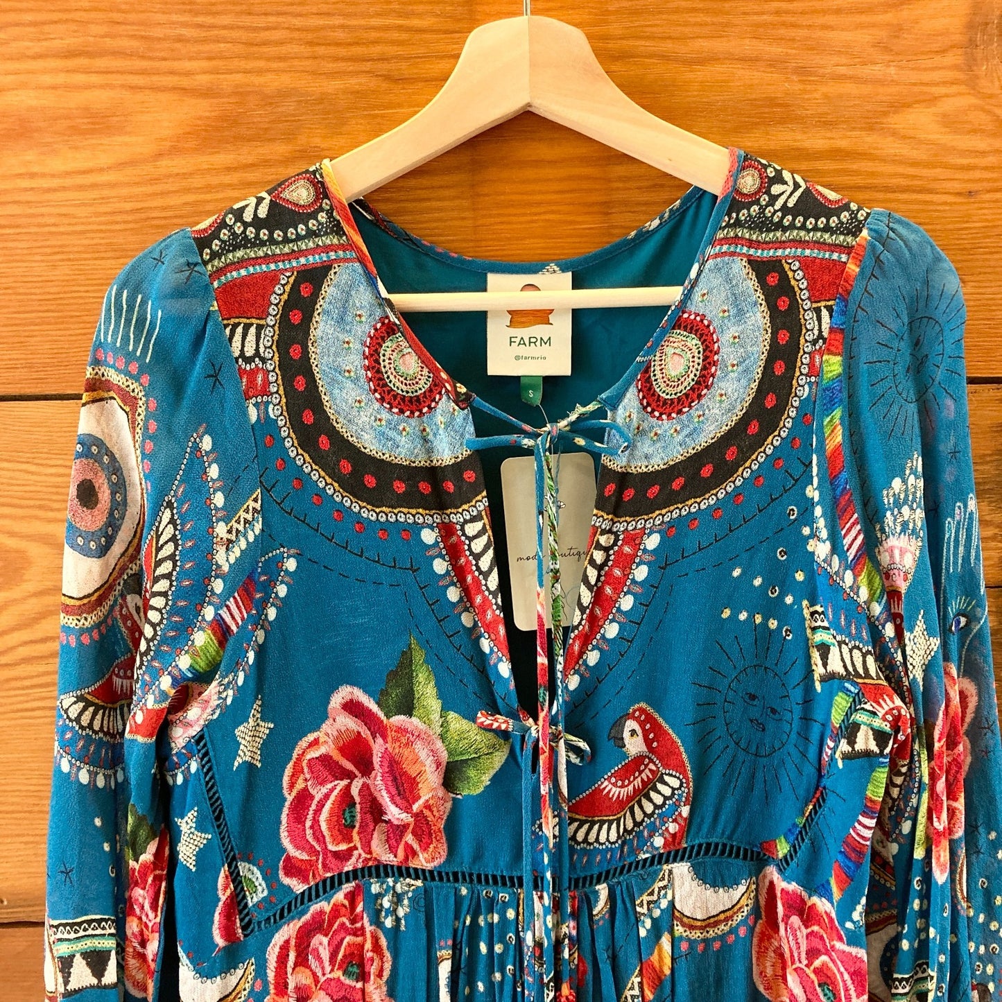 Farm Rio Anthropologie Mystic Blue Midi Length Dress - Size S - 0813CG