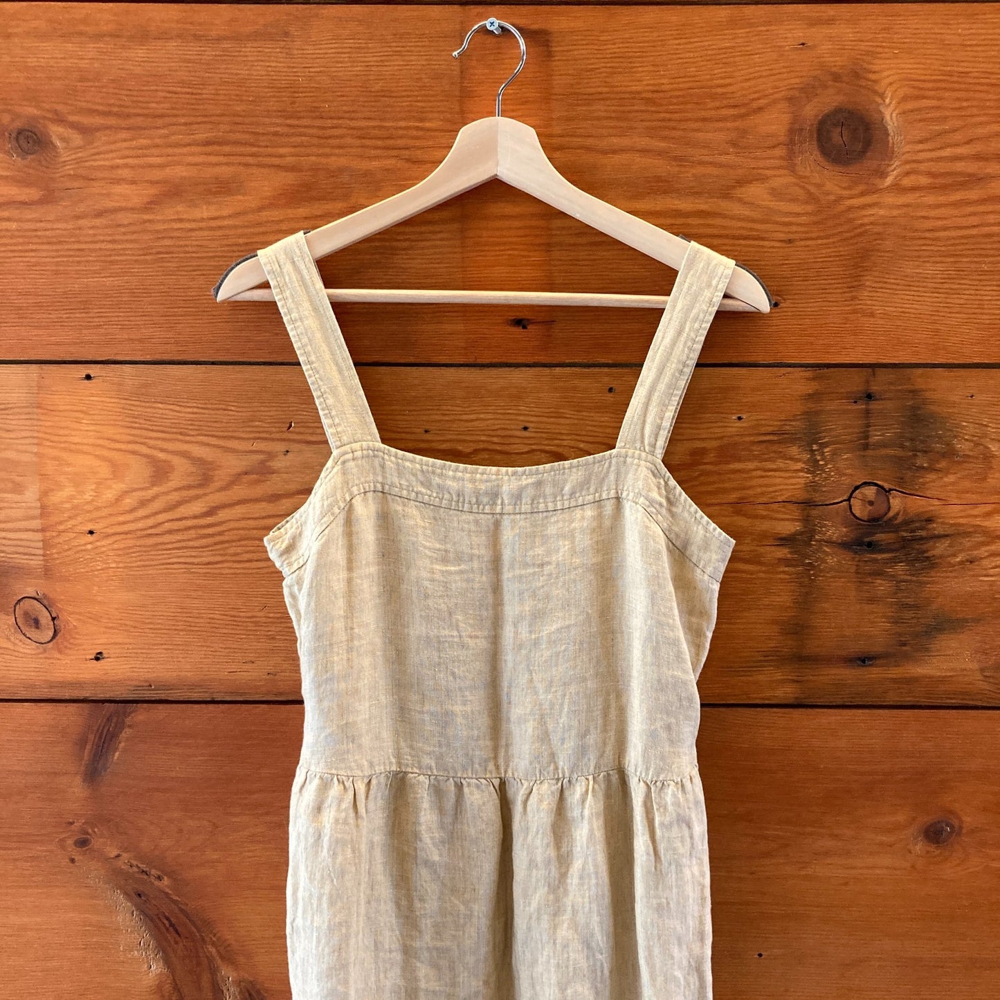 Eileen Fisher Pale Yellow Washed Organic Linen Delave Dress - Size S - 1114LH