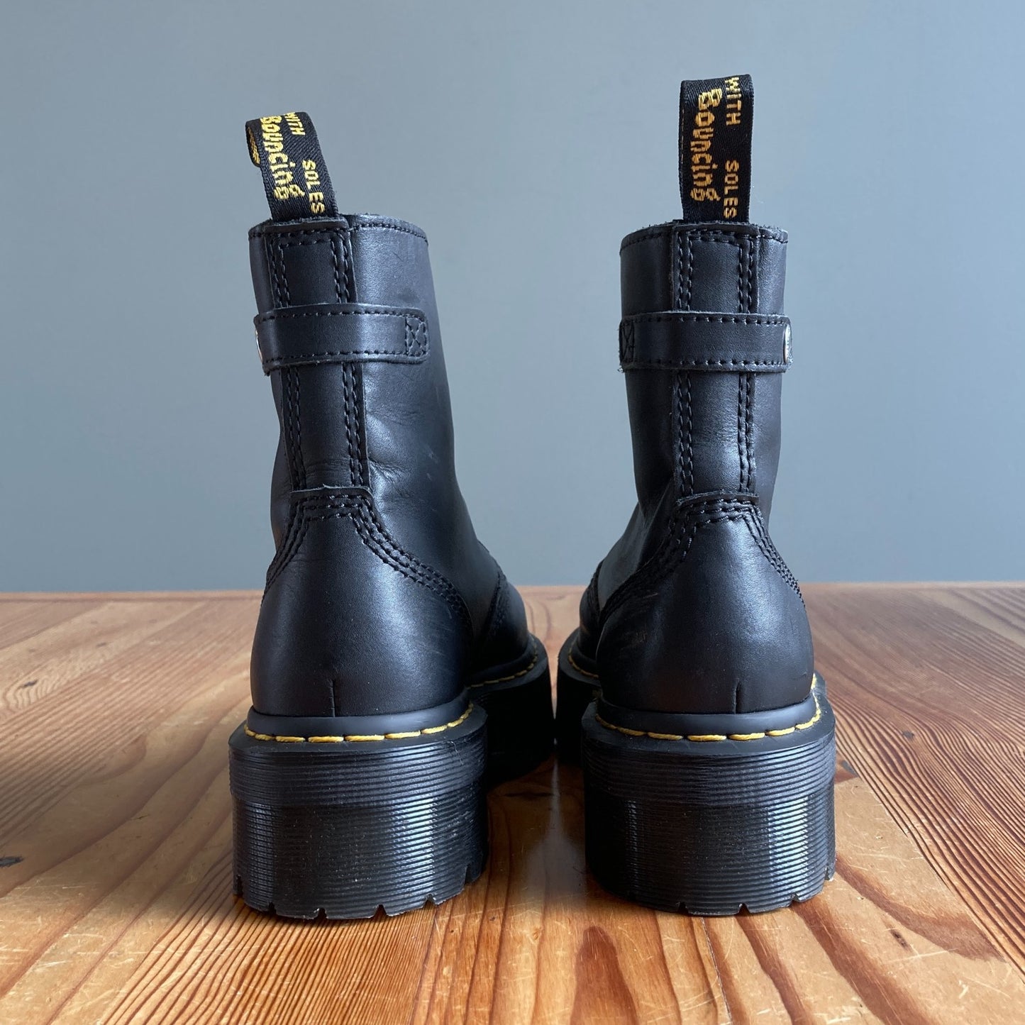 37 / 6 - Dr. Martens Black Jetta Zippered Sendel Leather Platform Boots 0312IG