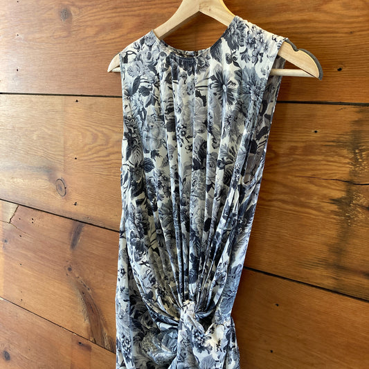 Zimmermann Grayscale Silk Floral Print High Slit Dress - Size 0 / XS - 0715IM