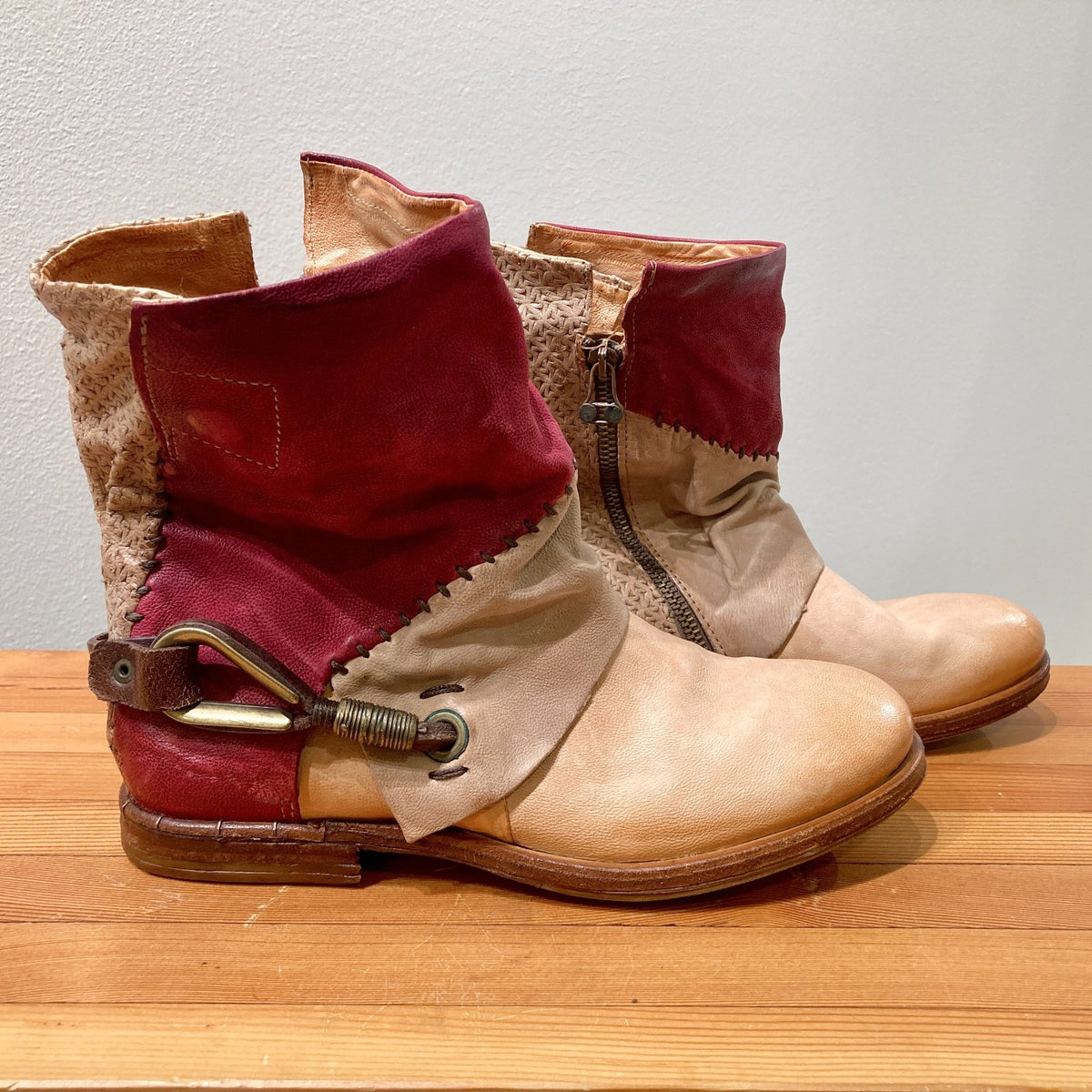 A.S.98 Patchwork Leather Airstep Festival Ankle Boots - Sz 39/8.5 - NEW - 1122CT