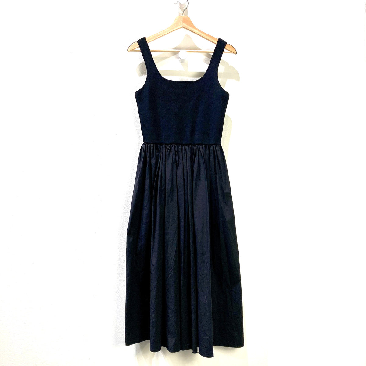 Theory Black Scoop Neck Sleeveless Gathered Stretch Knit Dress - Size M - 0920PW
