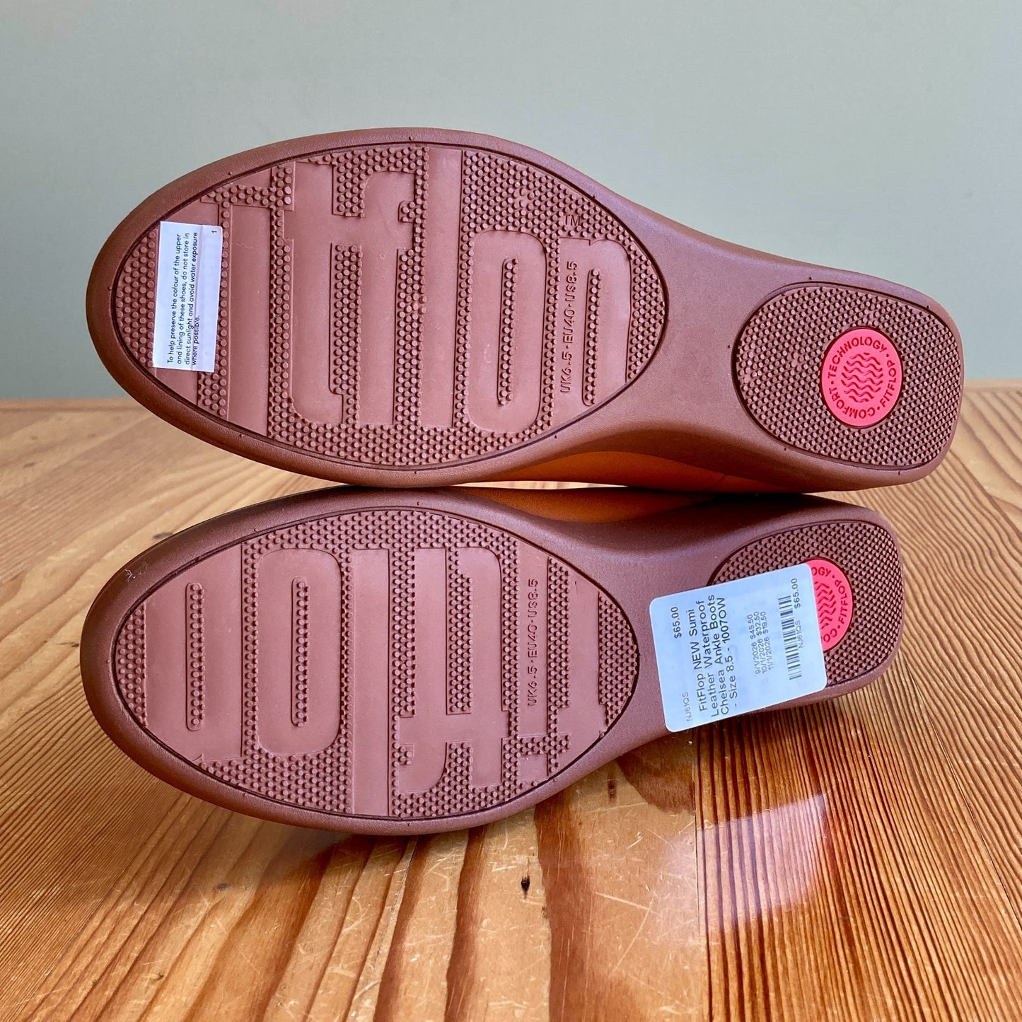 FitFlop NEW Sumi Leather Waterproof Chelsea Ankle Boots - Size 8.5 - 1007OW