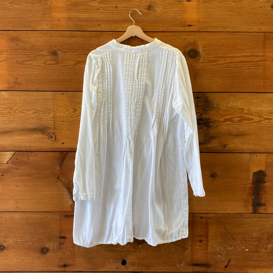 M - CP Shades White Organic Cotton Long Sleeve Lagenlook Dress 1124TA