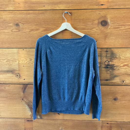 Nili Lotan Blue Roll Neck Front Pocket Cotton Sweater - Size S - 4427SC