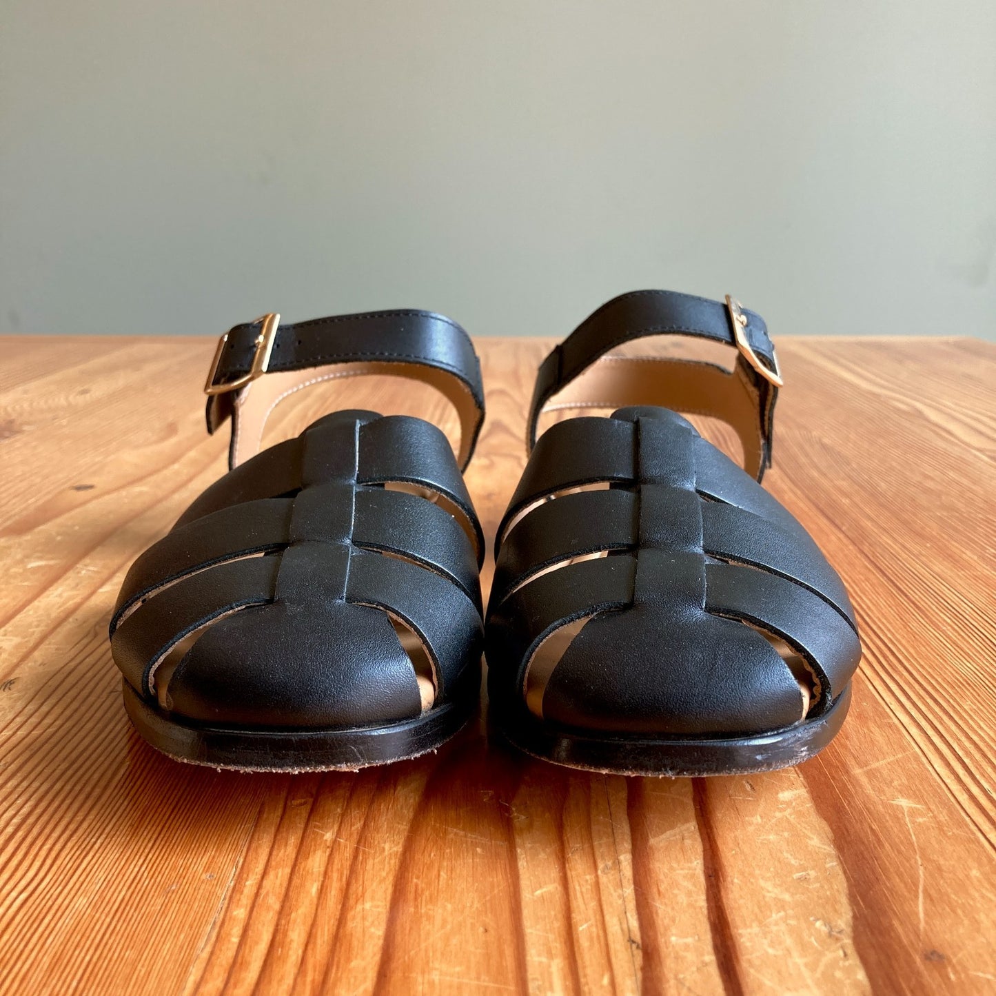 Nisolo Black Leather MIRA Flat Fisherman Sandals Shoes - Size 10 - 0815CJ
