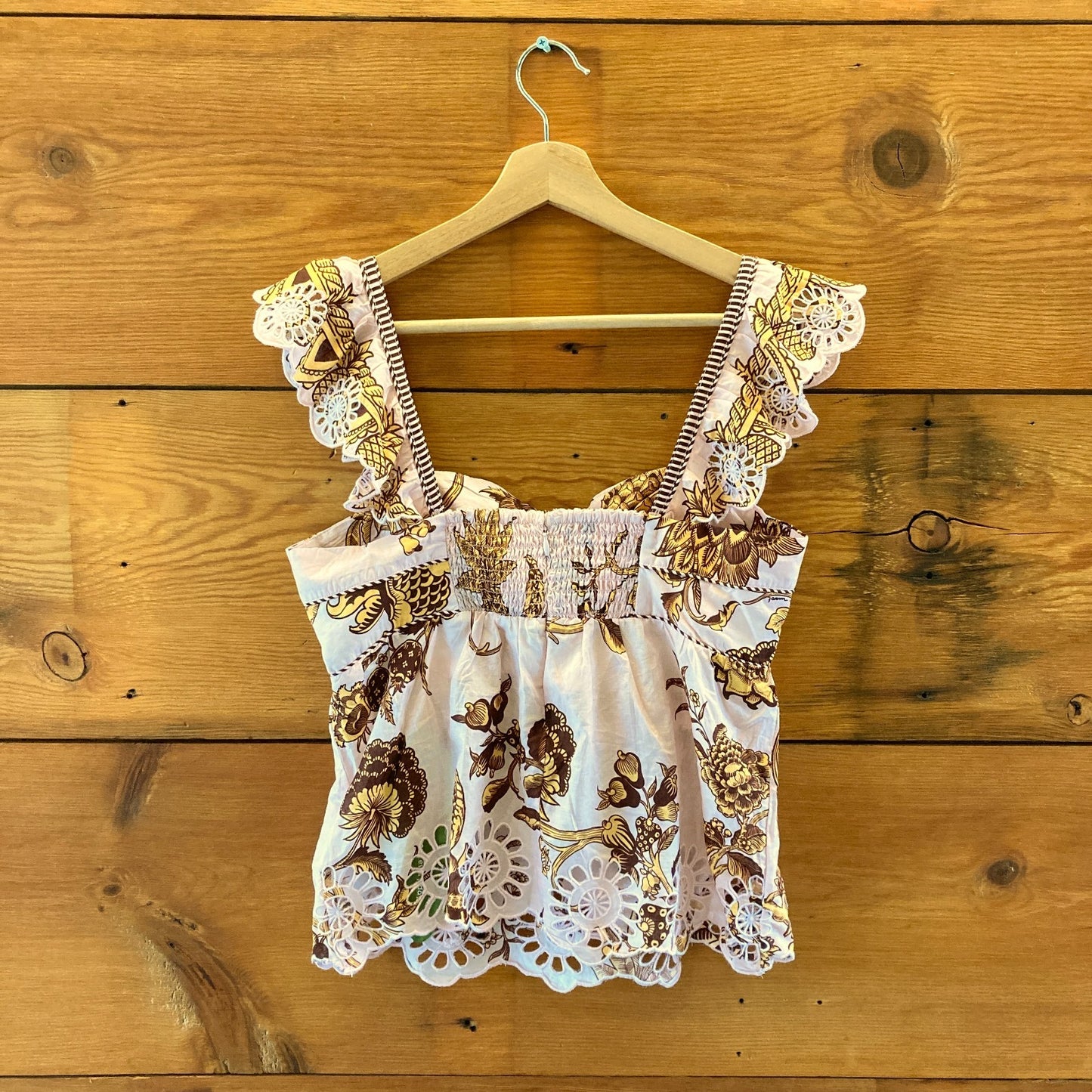 Farm Rio $180 Tropical Landing Embroidered Cotton Tank Top - Sz M - NEW - 0715DP