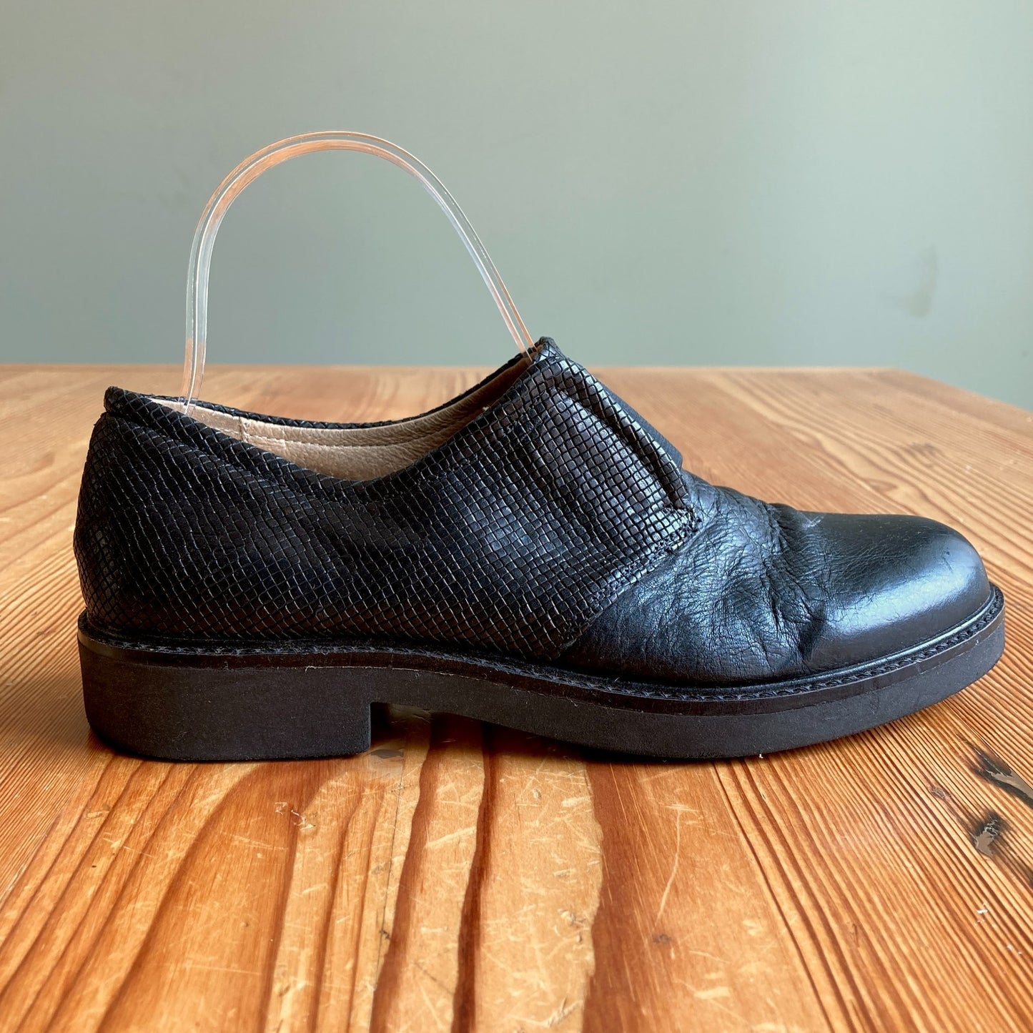 Poesie Veneziane Black Italian Leather Slip-On Shoes - Size 37 / 6.5 - 0813CP