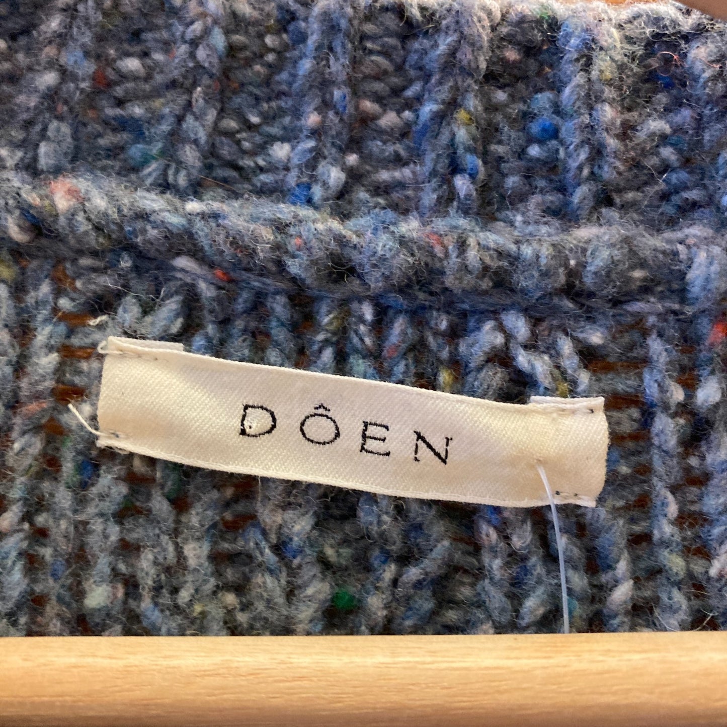 S - Doen Larkspur Blue Cableknit Button Up Wool Blend Cardigan Sweater 0606RO