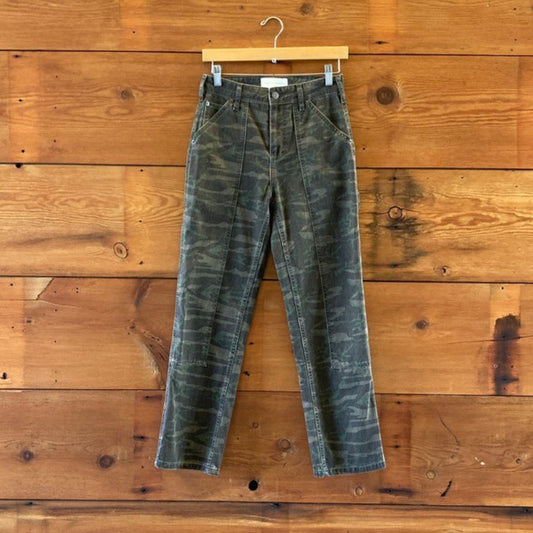 Loeffler Randall Green Camo Straight Leg Utility Jeans - Size 00 / XS - 0312IG