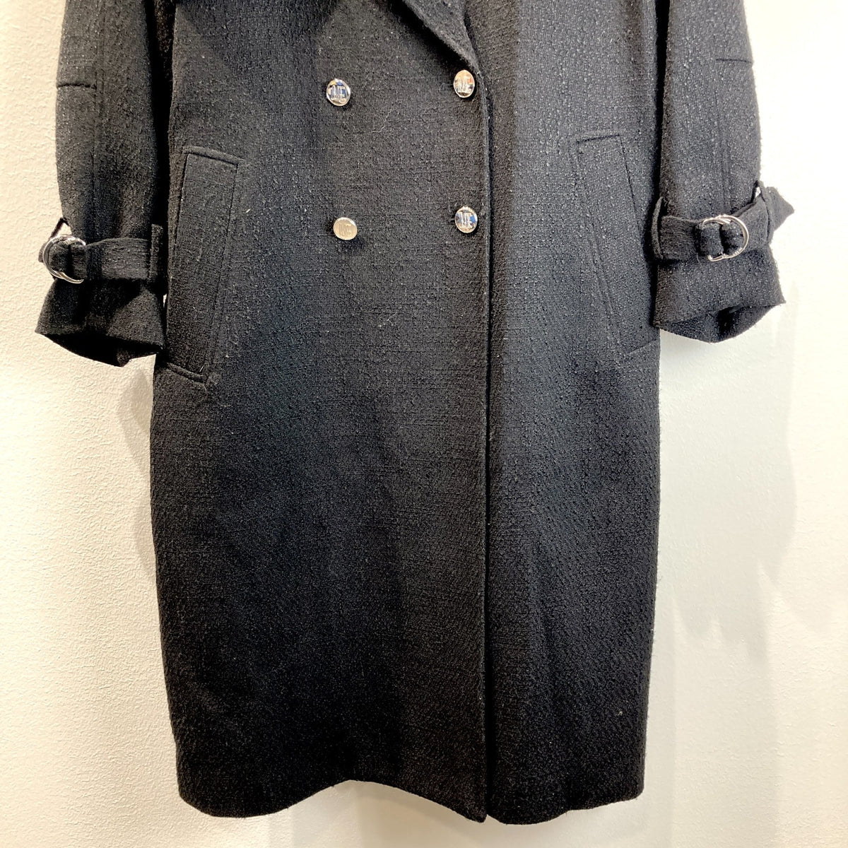Maje $685 Black Button Up Belted Long Overcoat Jacket - Sz 42 / L - NEW - 1012HA